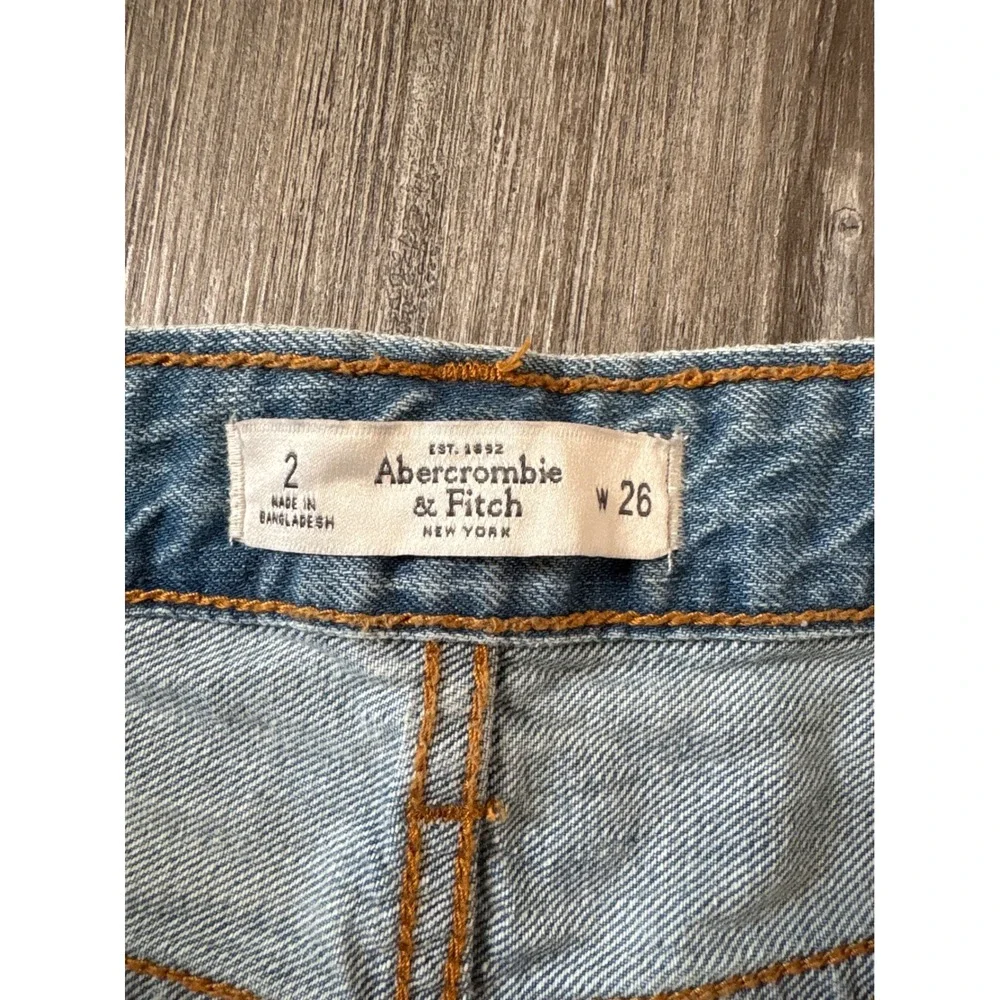 Abercrombie & Fitch Denim Shorts Light Wash Frayed Hem High Rise Cutoff
